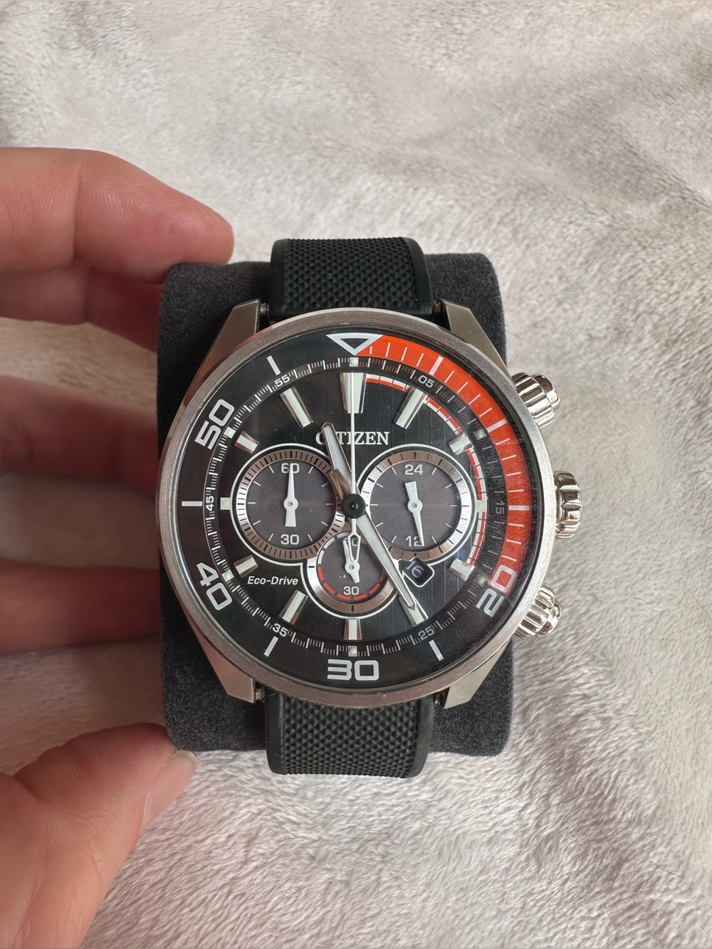 Citizen Black and Orange Men’s Chronograph Eco-Drive Watch